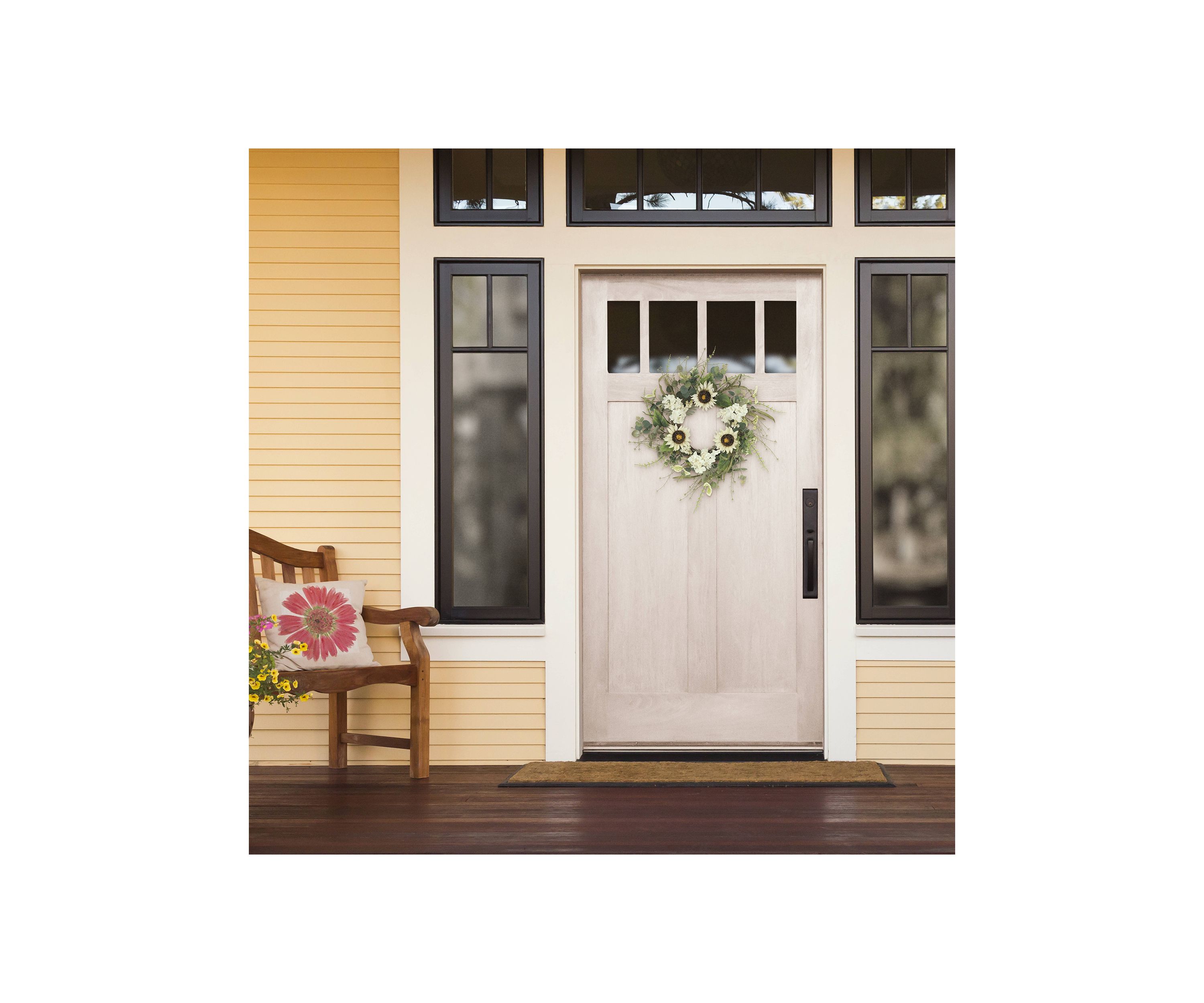 24 Inch Artificial Sunflower and Hydrangea Floral Spring Wreath