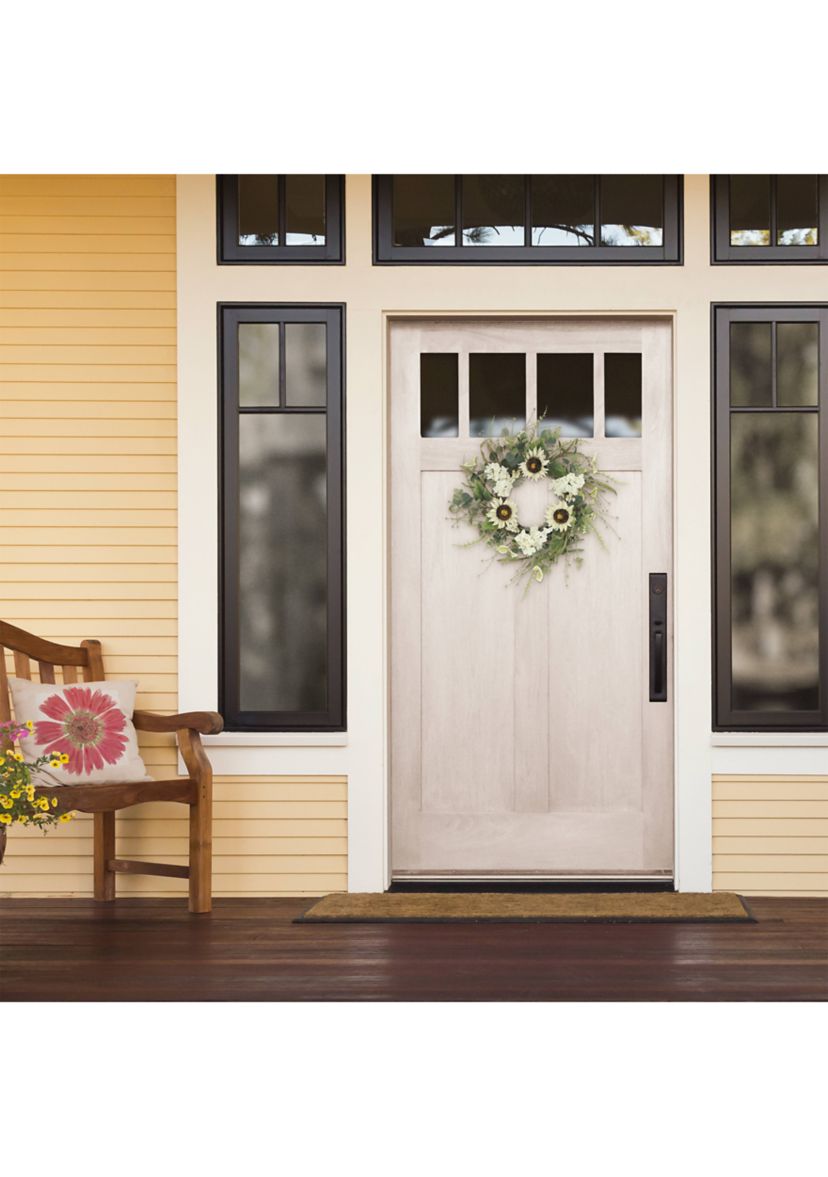 24 Inch Artificial Sunflower and Hydrangea Floral Spring Wreath