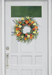 24 Inch Artificial Dogwood and Poppy and Daisy Floral Spring Wreath