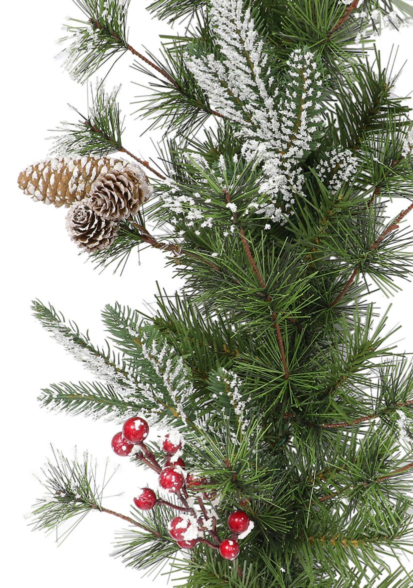 24 in. PE/PVC Decorated Wreath with Pine Cones & Berries