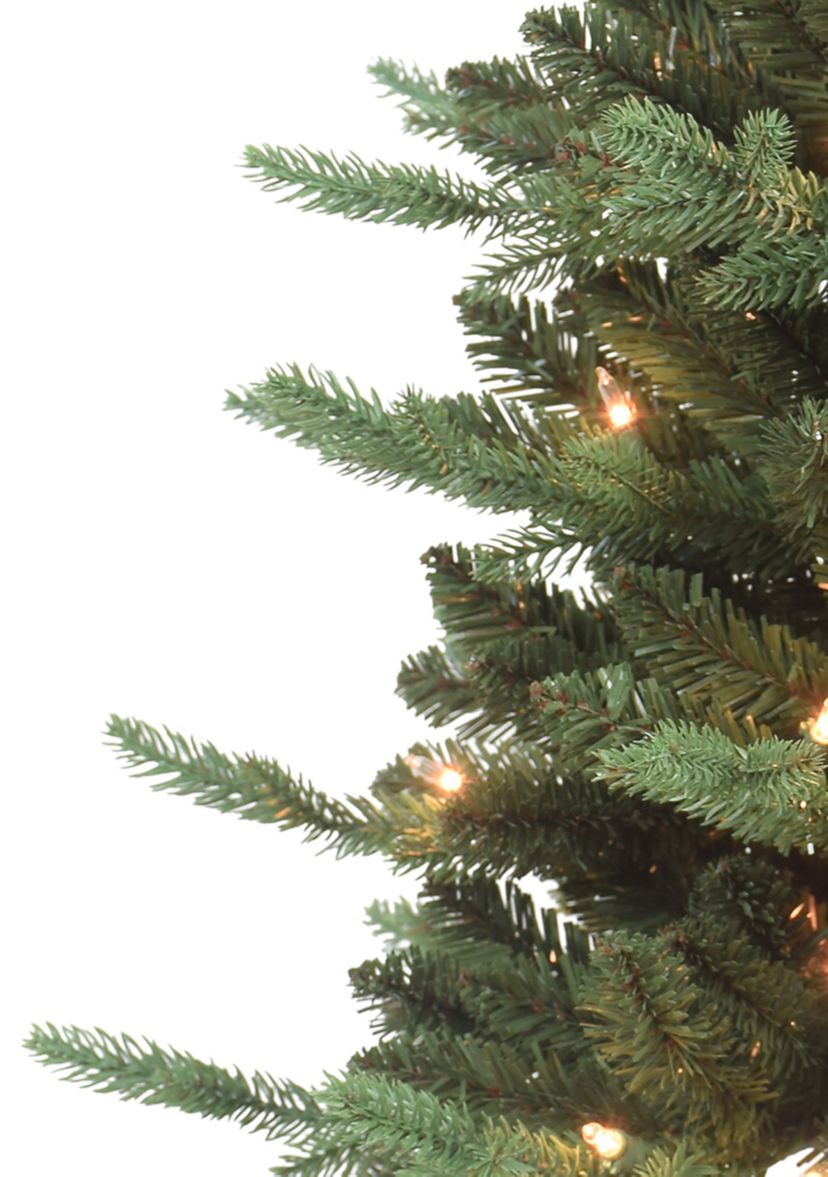 4.5 ft Pre-lit Potted Tree 584 Tips 150 UL Listed Clear Lights Birch wood-look base
