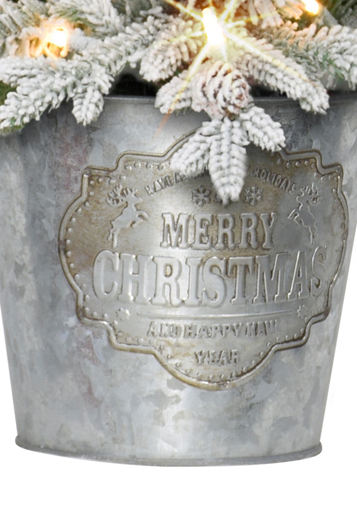 Battery-Operated Potted Flocked Tree with 50 Warm White LED Light