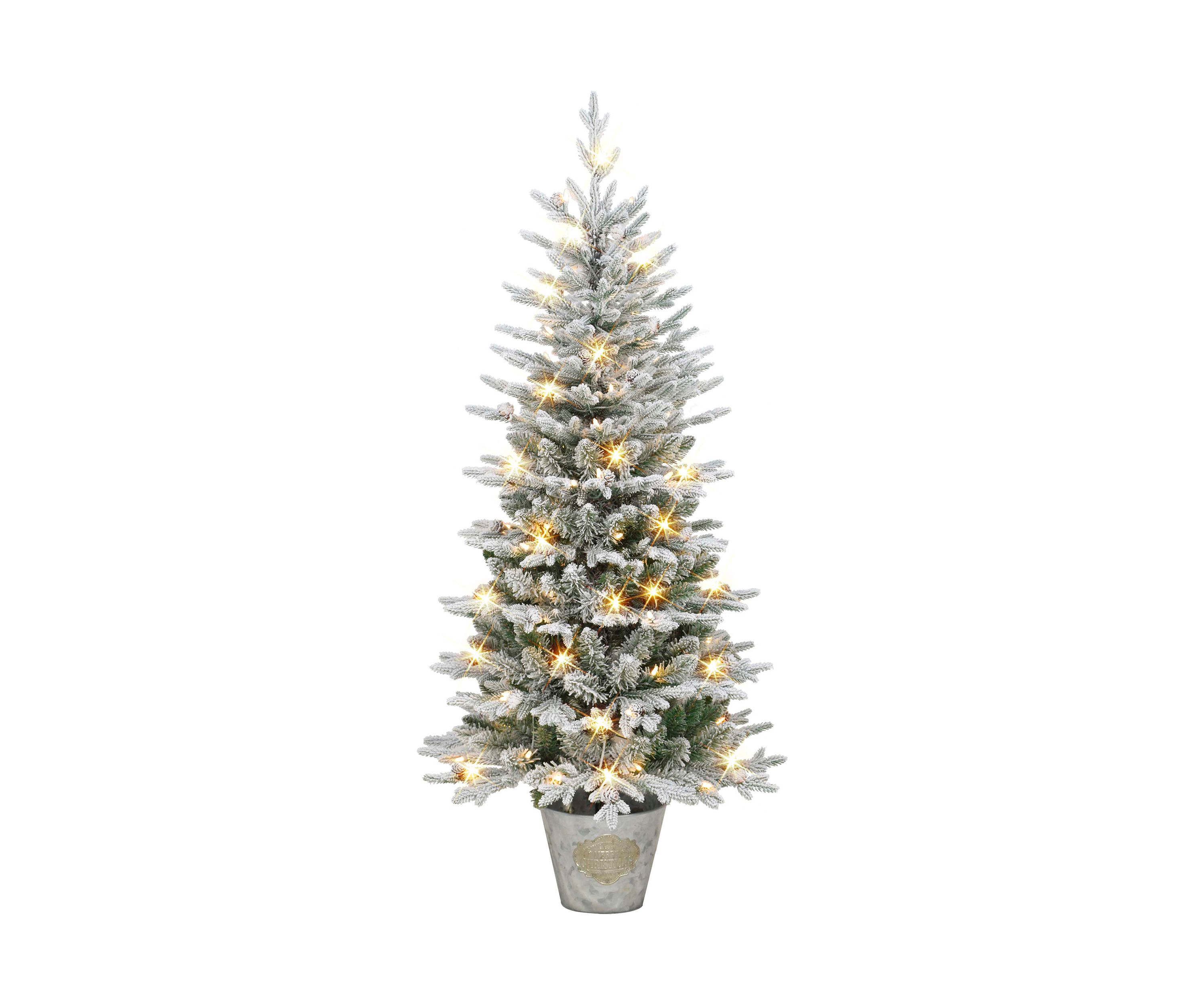 6 ft Pre-lit Potted Flocked Tree 1015 Tips 250 UL Listed Clear Lights