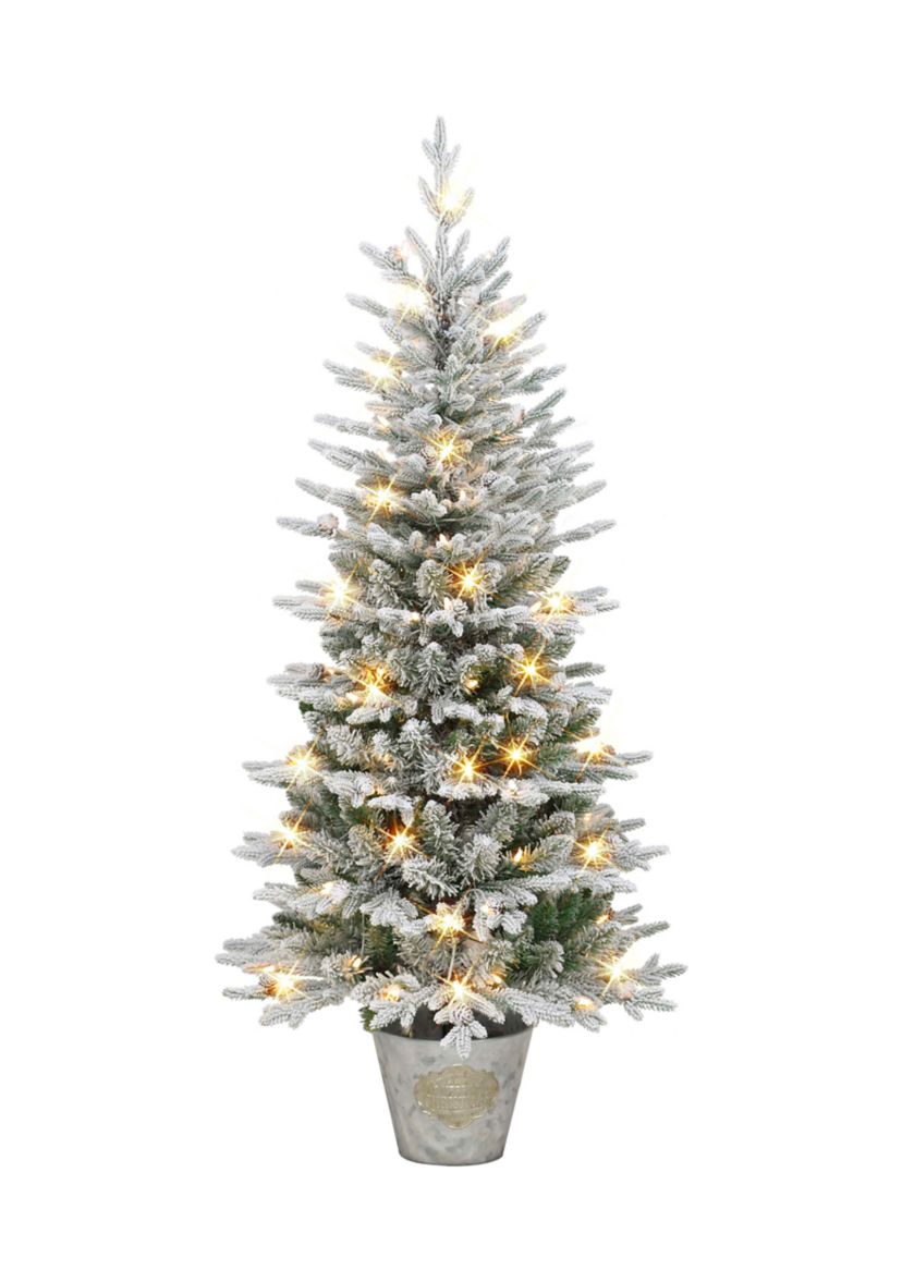 6 ft Pre-lit Potted Flocked Tree 1015 Tips 250 UL Listed Clear Lights