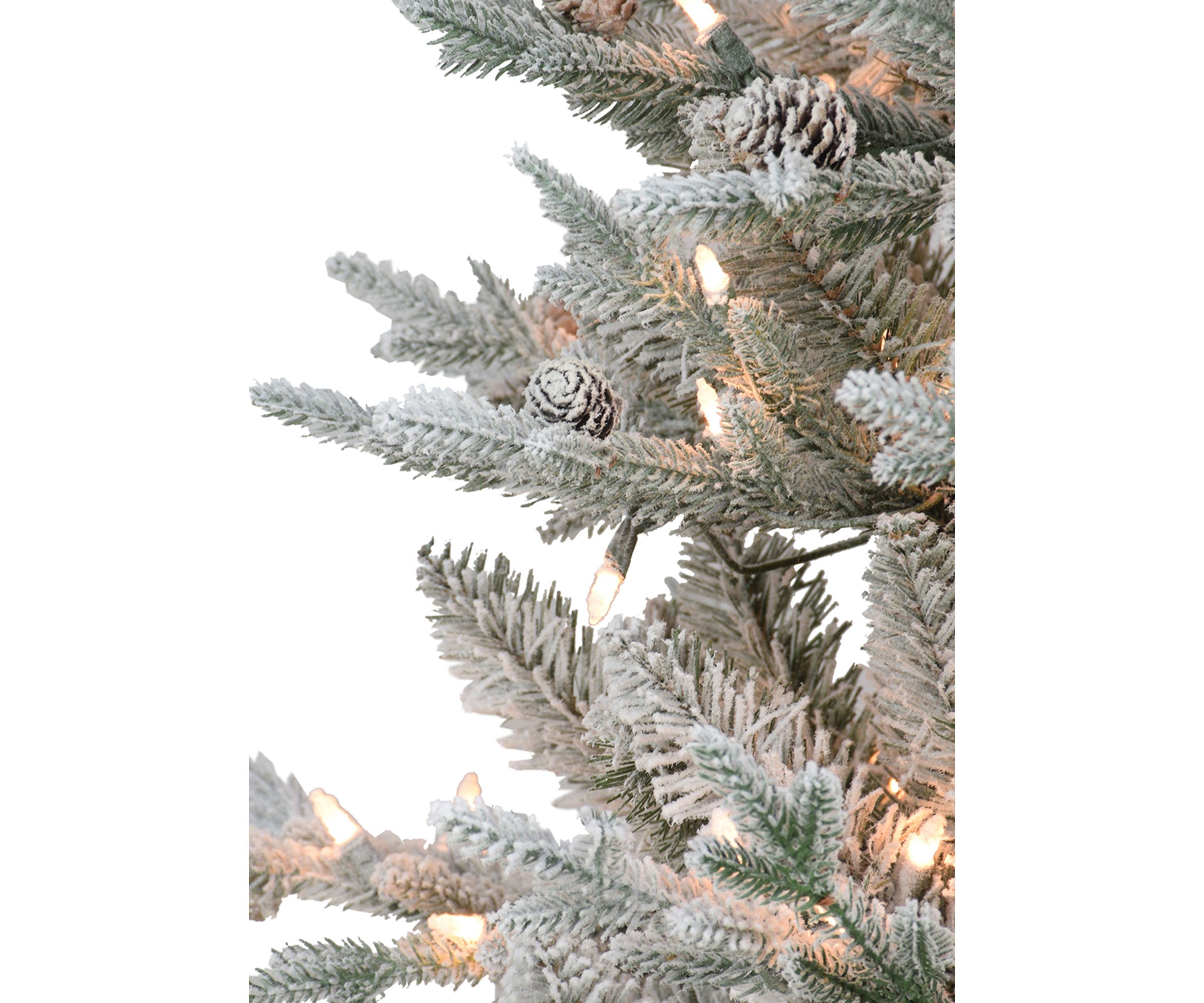 6 ft Pre-lit Potted Flocked Tree 1015 Tips 250 UL Listed Clear Lights