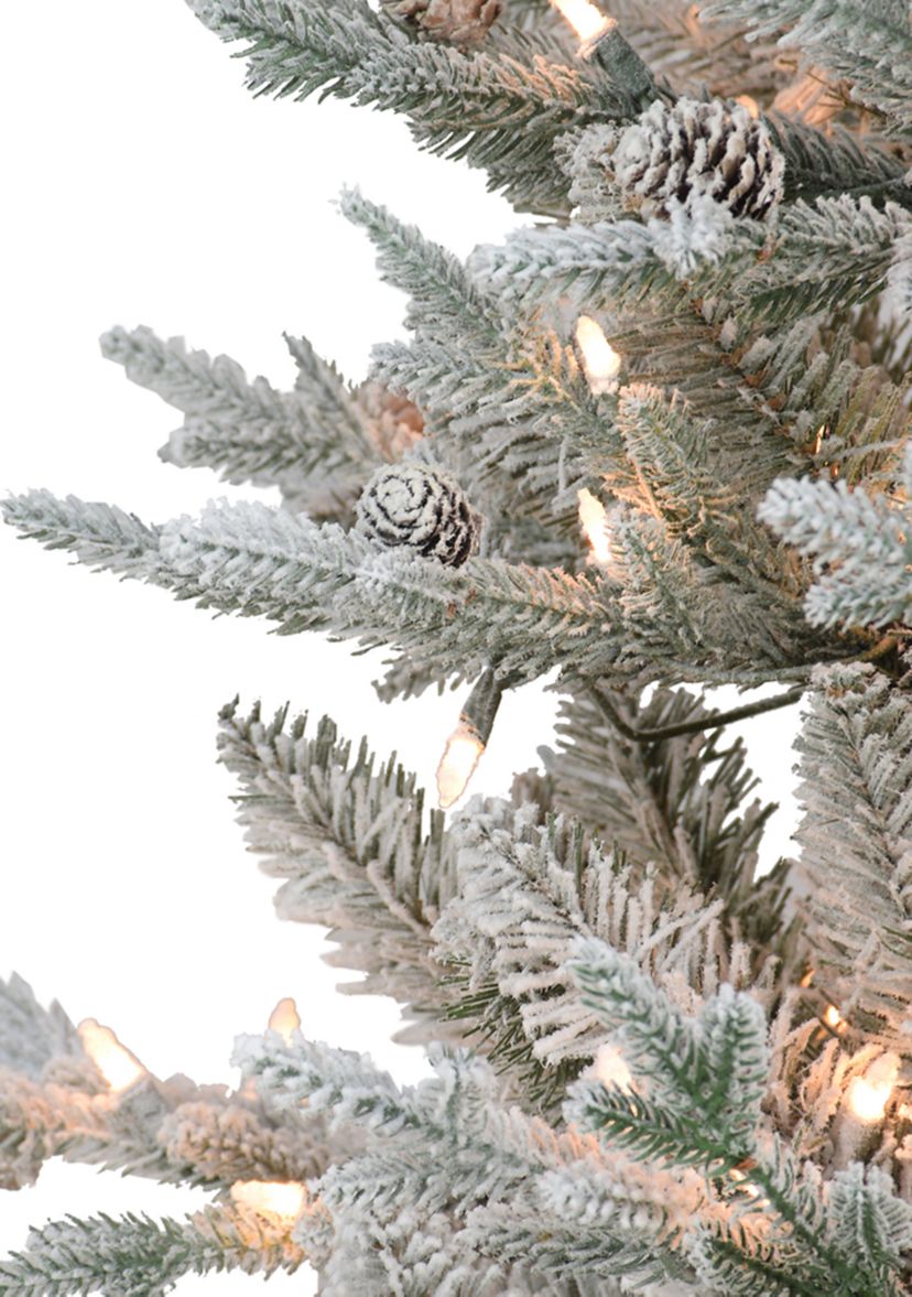 6 ft Pre-lit Potted Flocked Tree 1015 Tips 250 UL Listed Clear Lights