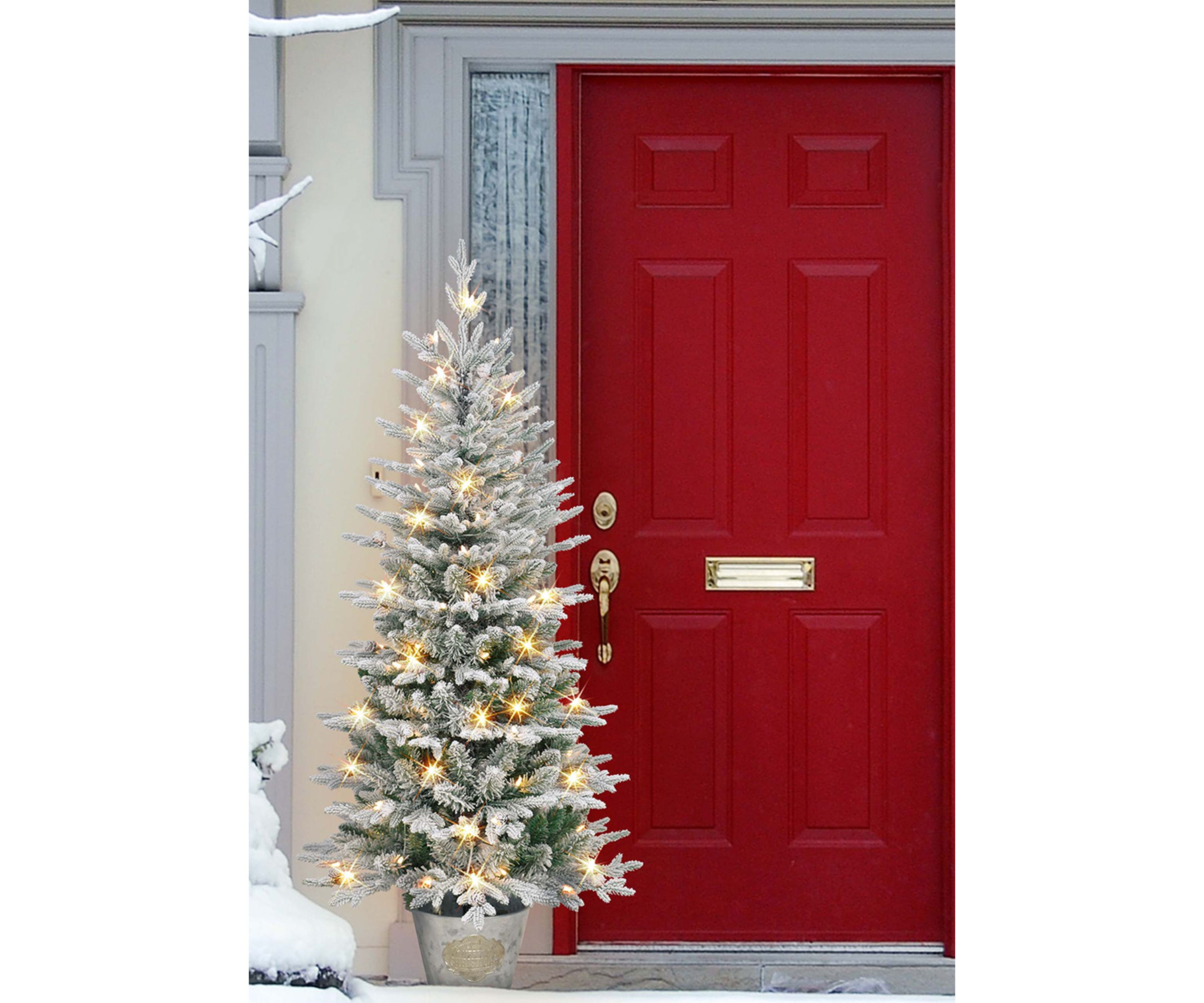 6 ft Pre-lit Potted Flocked Tree 1015 Tips 250 UL Listed Clear Lights