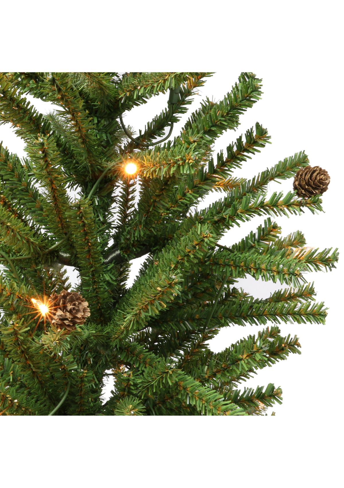 6 ft Pre-Lit Artificial Christmas Tree with 300 UL Clear Lights and Pinecones Burlap Sac Base Green