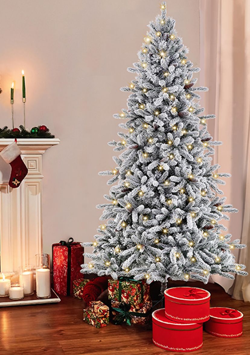 6.5 ft. Pre-Lit Flocked ‎Birmingham Fir Artificial Christmas Tree with 350 UL-Listed Lights