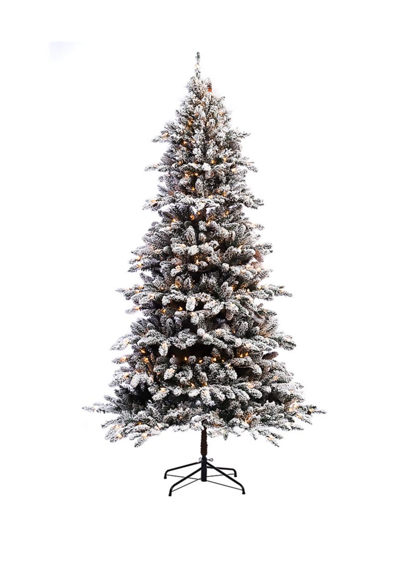 7.5 ft Pre-Lit Flocked ‎Birmingham Fir Artificial Christmas Tree 400 UL-Listed Clear Lights