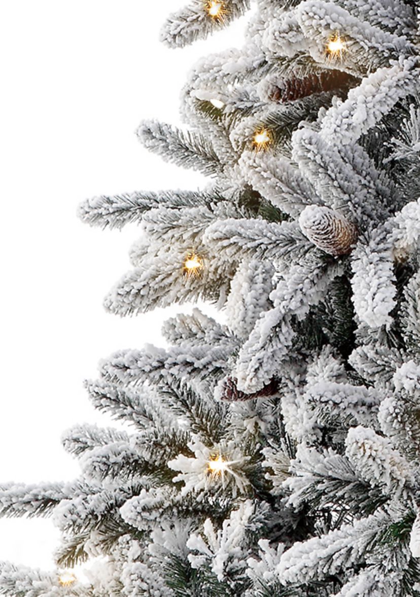 7.5 ft Pre-Lit Flocked ‎Birmingham Fir Artificial Christmas Tree 400 UL-Listed Clear Lights