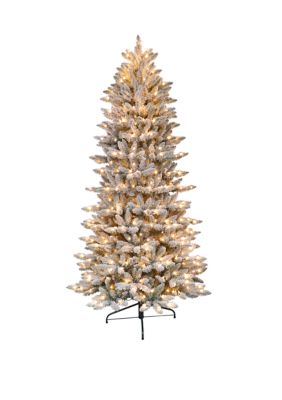 Puleo International 7.5 ft. Pre-Lit Flocked Slim Fraser Fir Artificial Christmas Tree with 500 UL-Listed Clear Lights -  7601713253FFSLFA75C5