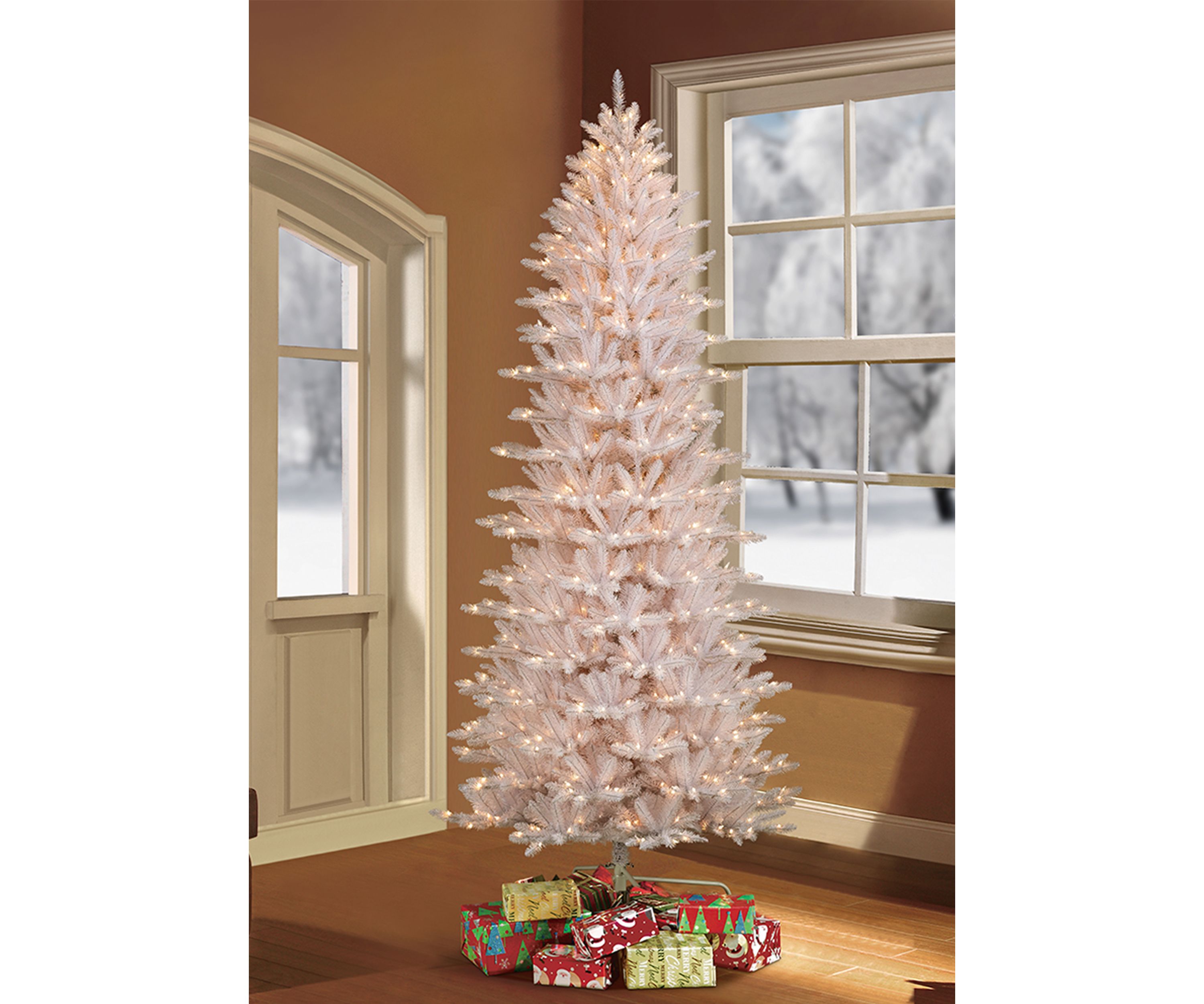 9 ft. Pre-Lit White Slim Fraser Fir Artificial Christmas Tree with 800 UL-Listed Lights