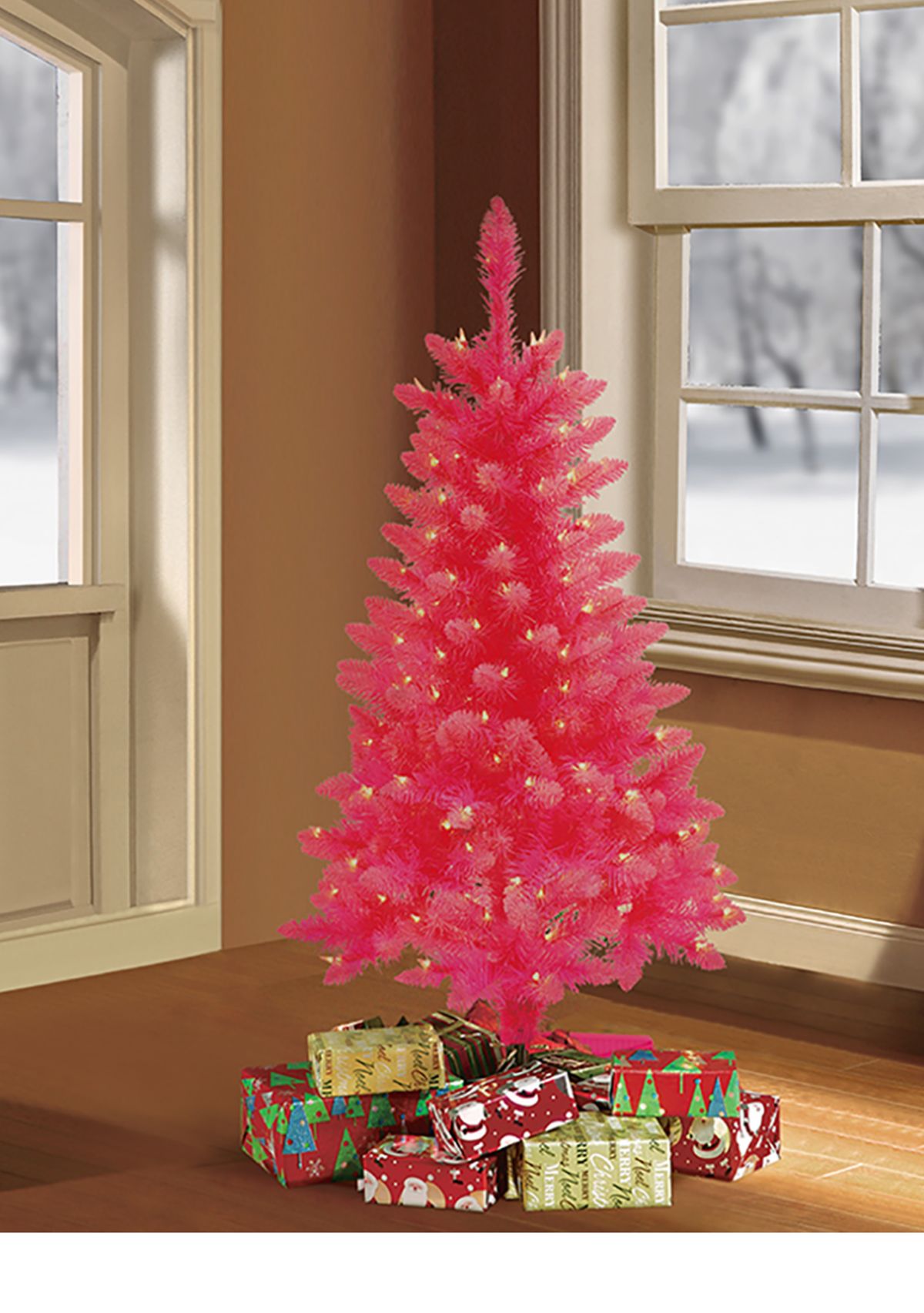 4 ft. Pre-Lit Fashion Pink Pine Artificial Christmas Tree with 150 UL-Listed Clear Lights