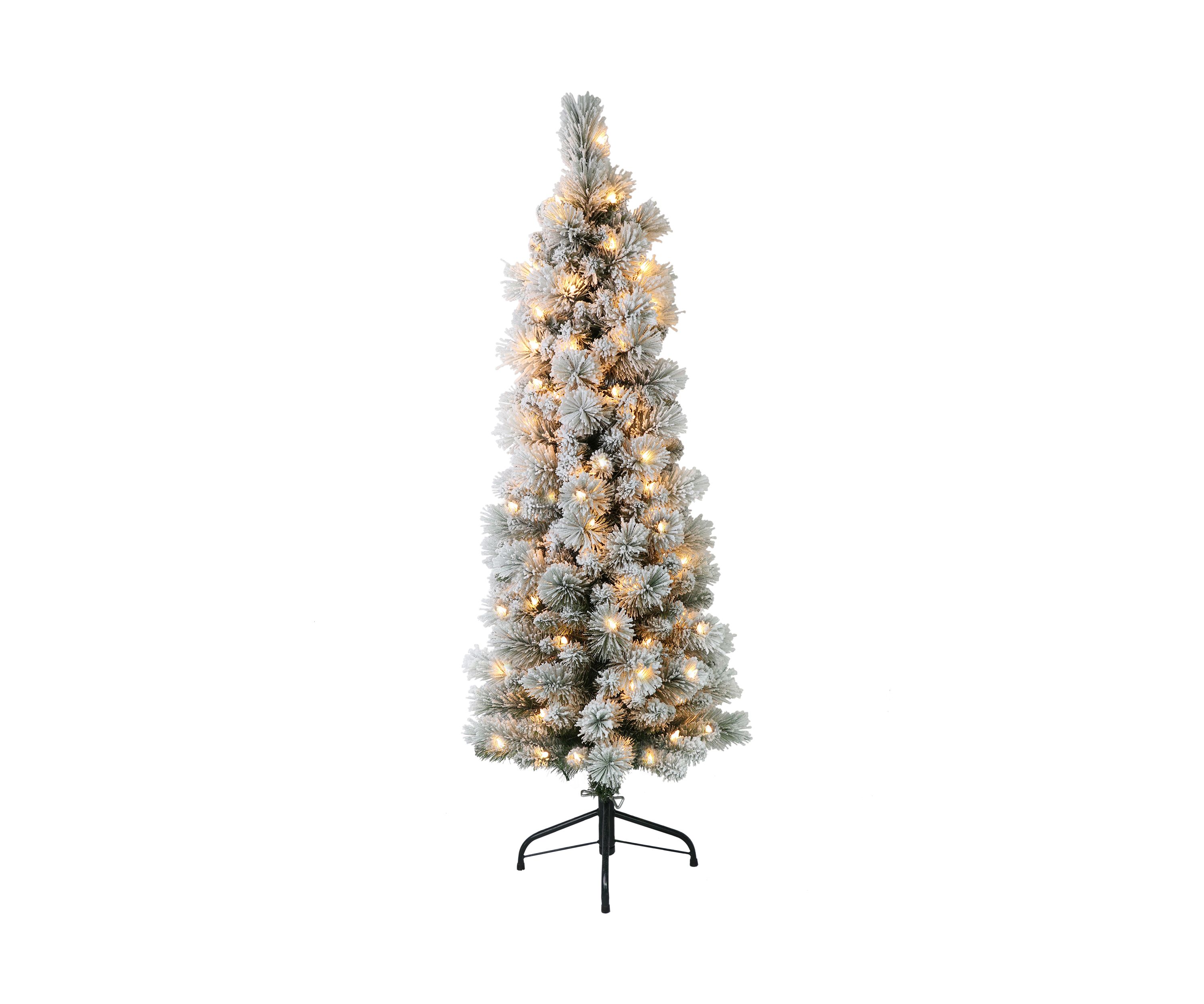 4.5 ft. Pre-Lit Flocked Patagonia Pine Pencil Artificial Christmas Tree with 100 UL- Listed Clear Lights