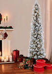 6.5 Foot Pre-Lit Flocked Patagonia Pine Pencil Artificial Christmas Tree with 300 UL- Listed Clear Lights