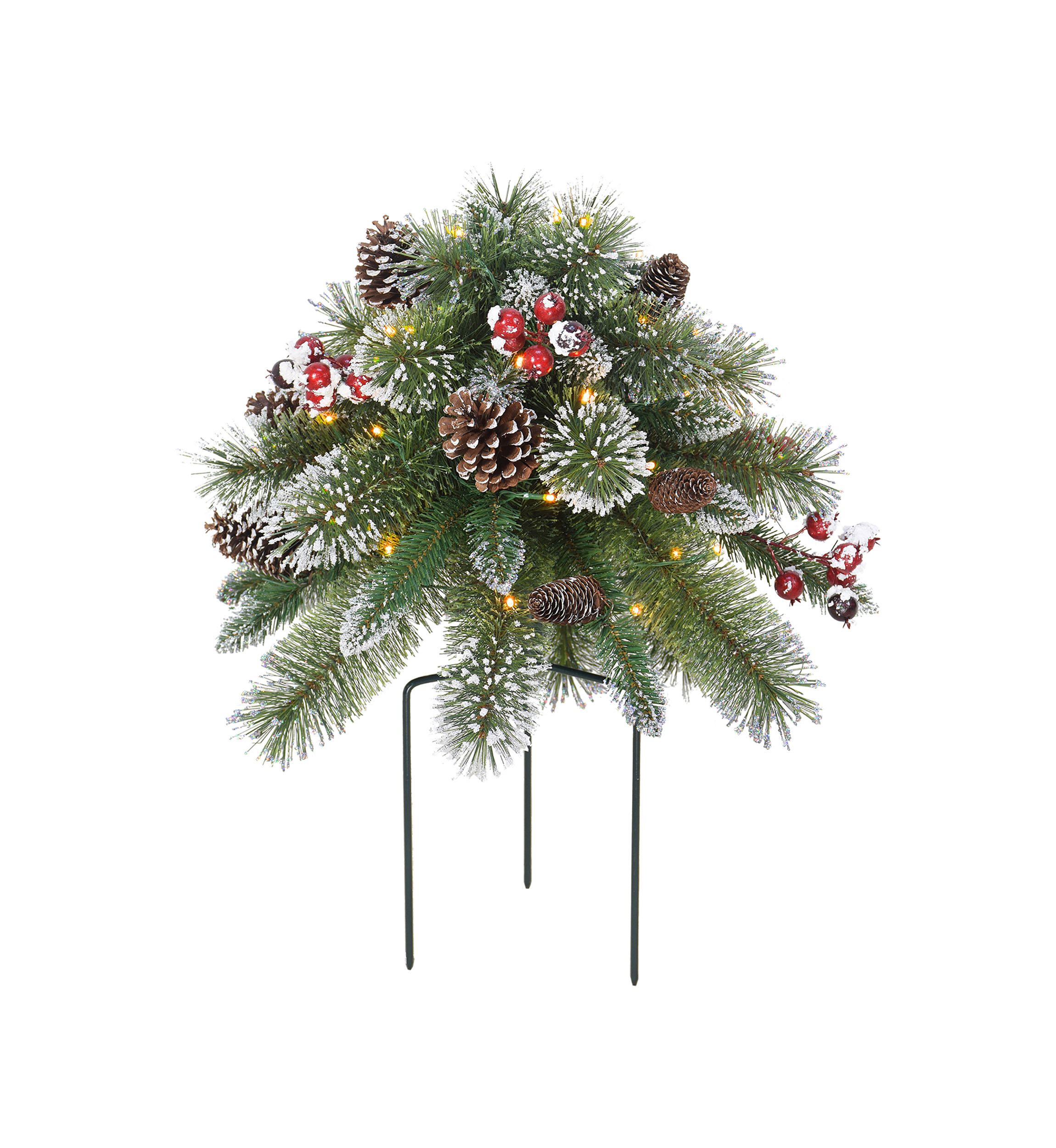 18" Battery Operated Snowy Urn Filler 35 Warm White LED Lights