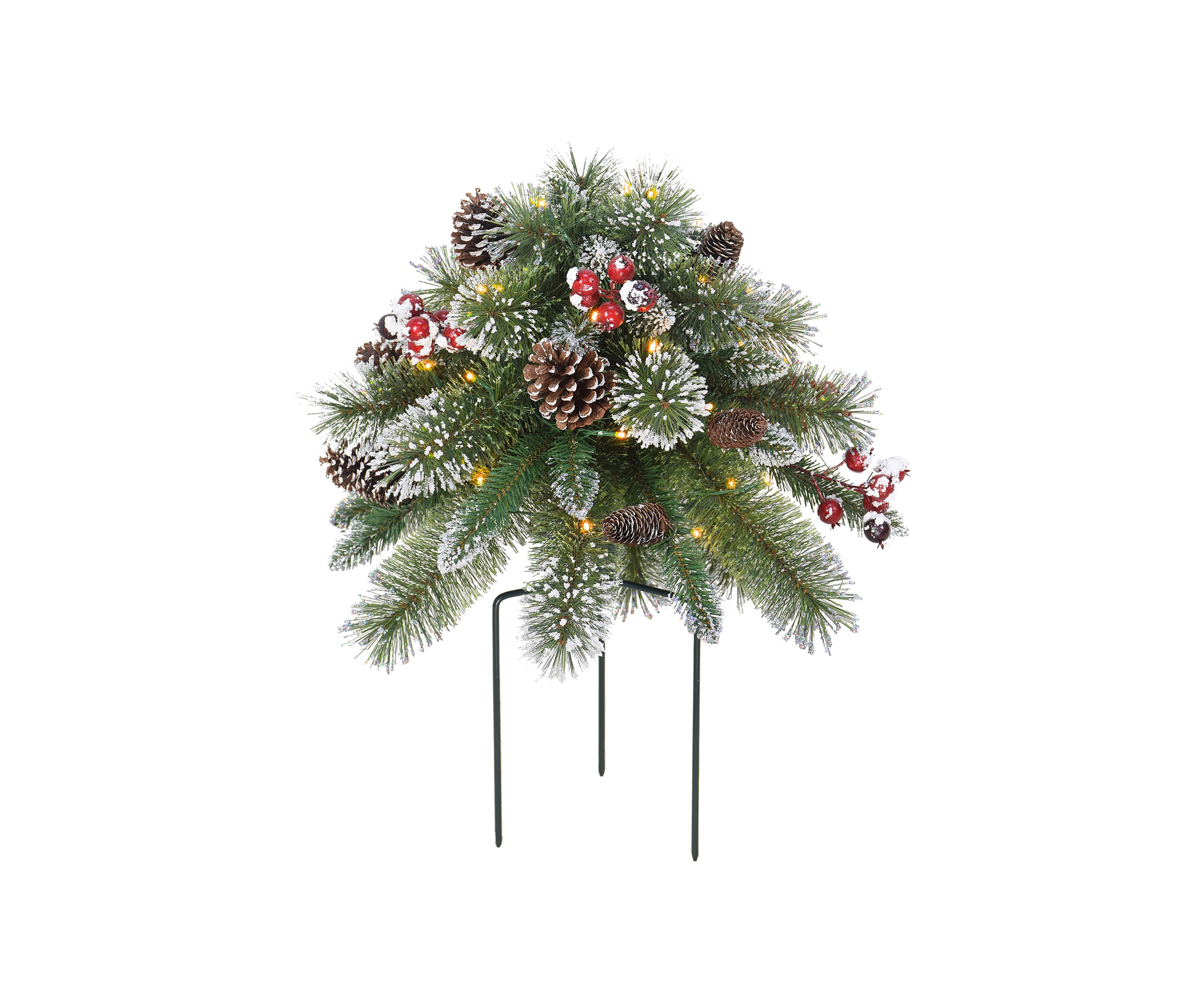 18" Battery Operated Snowy Urn Filler 35 Warm White LED Lights