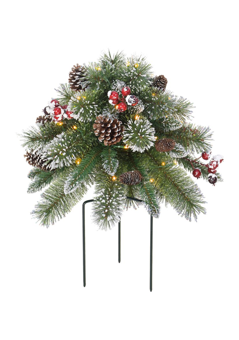 18" Battery Operated Snowy Urn Filler 35 Warm White LED Lights