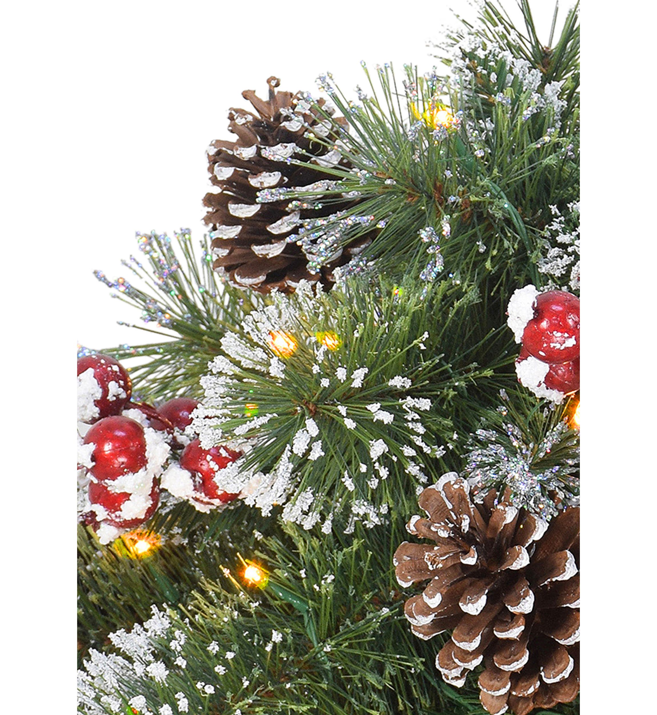 18" Battery Operated Snowy Urn Filler 35 Warm White LED Lights