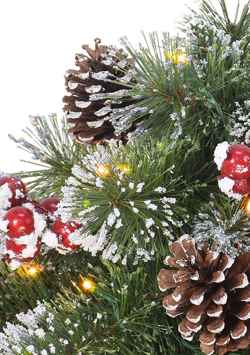 18" Battery Operated Snowy Urn Filler 35 Warm White LED Lights