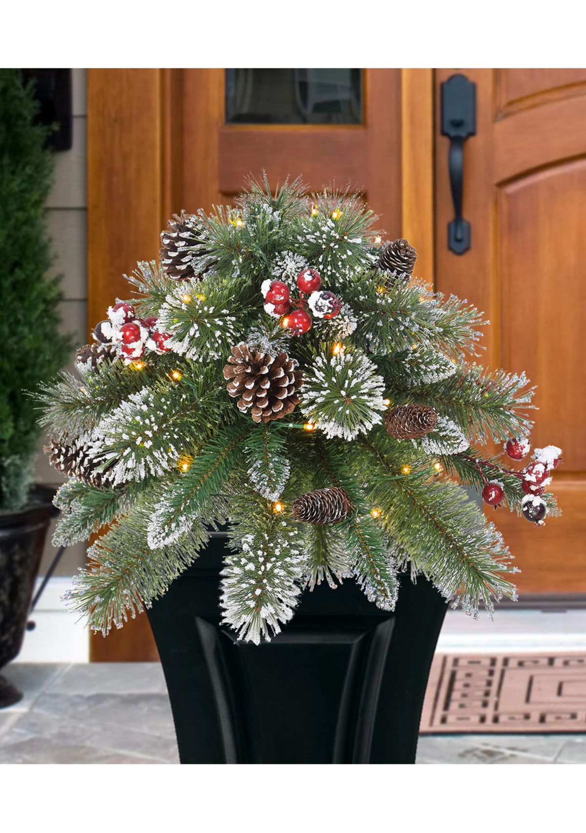 18" Battery Operated Snowy Urn Filler 35 Warm White LED Lights