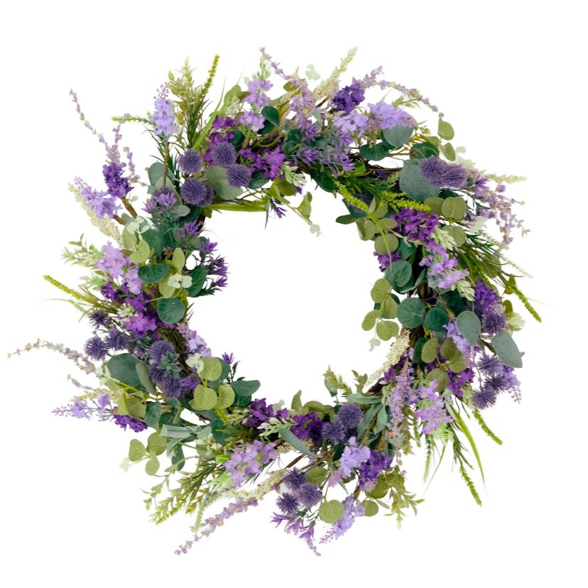 Artificial Echinops Floral Spring Door Wreath
