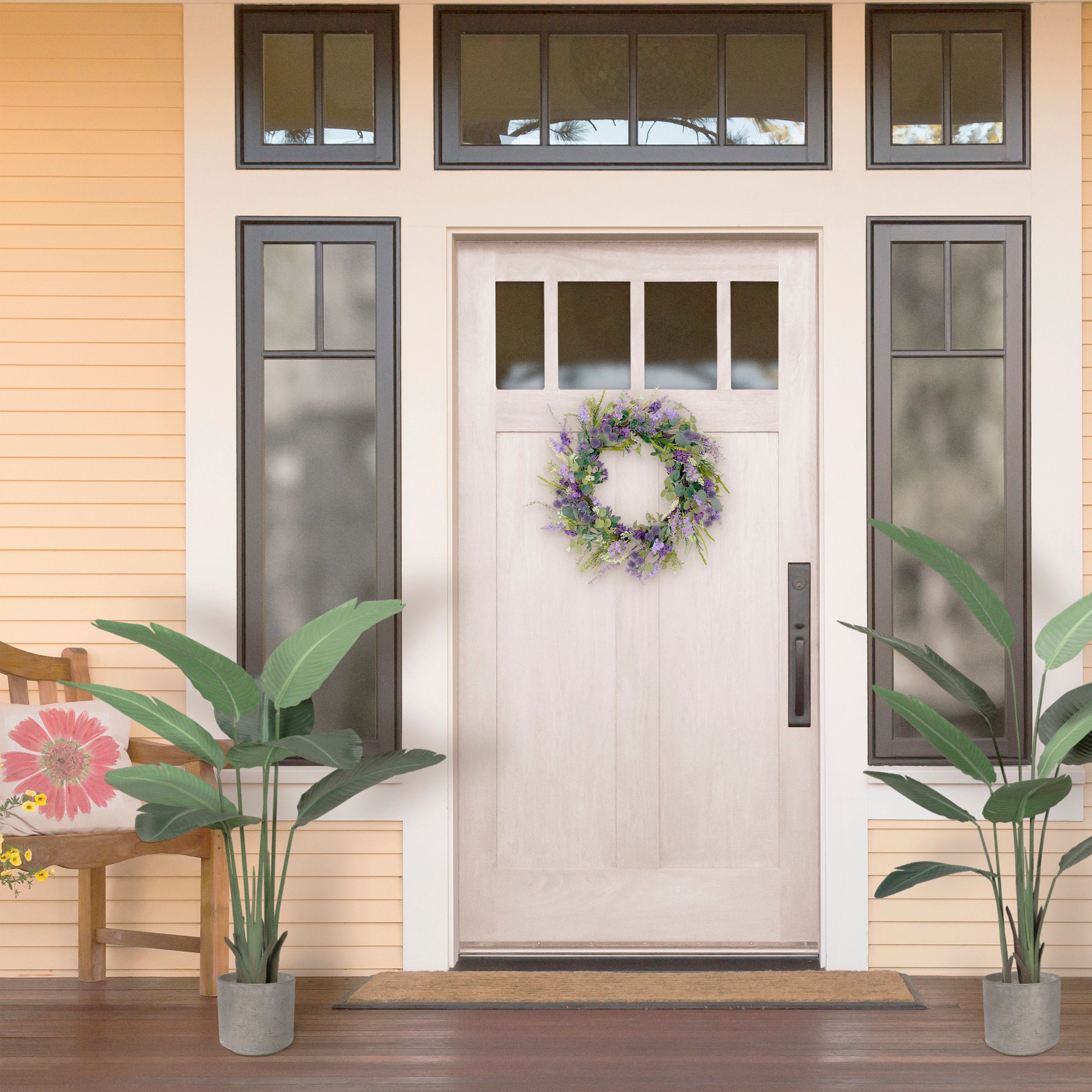 Artificial Echinops Floral Spring Door Wreath