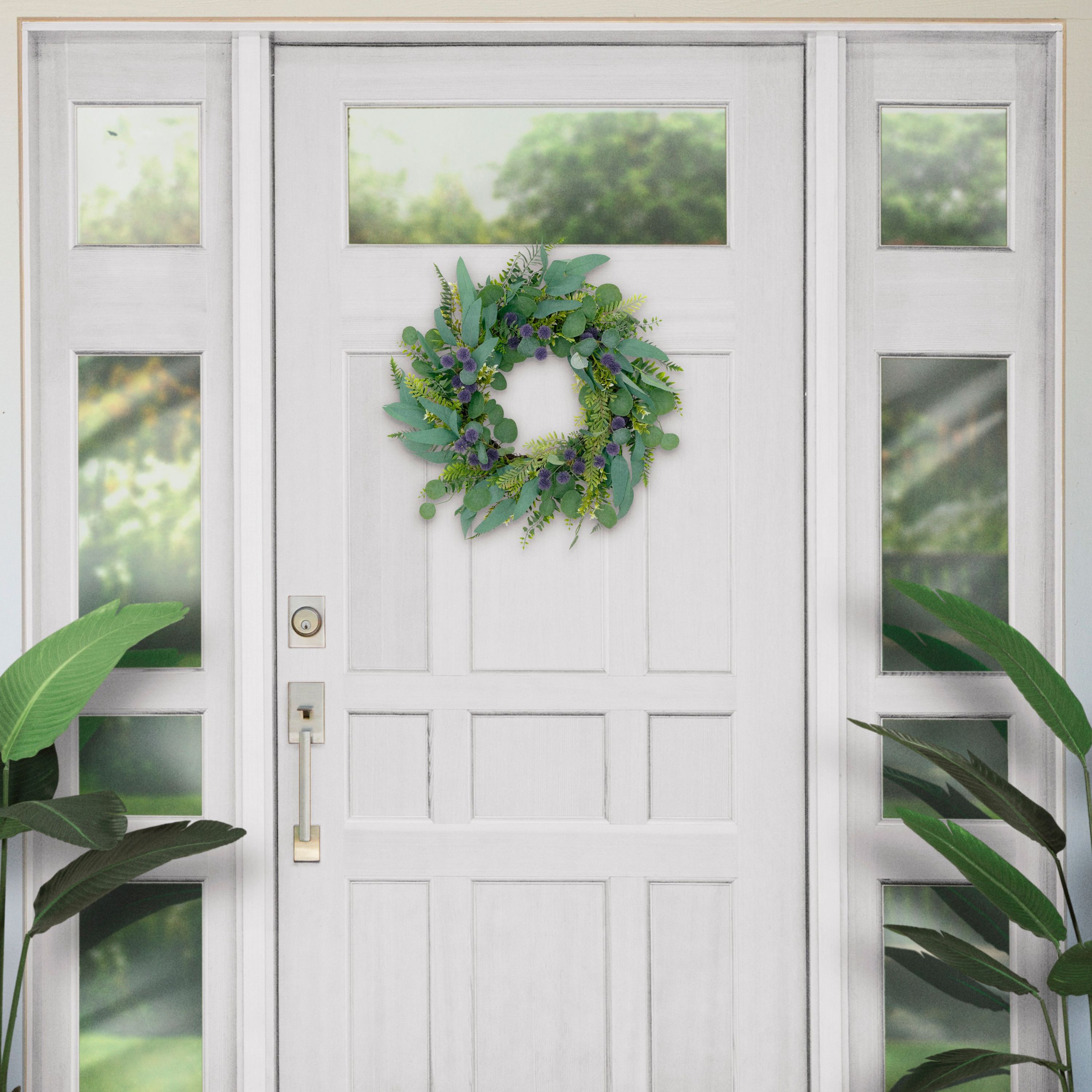 Artificial Echinops Floral Spring Door Wreath