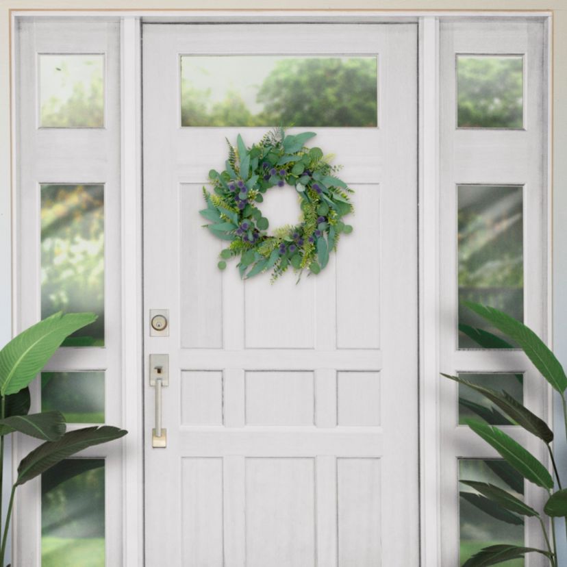 Artificial Echinops Floral Spring Door Wreath