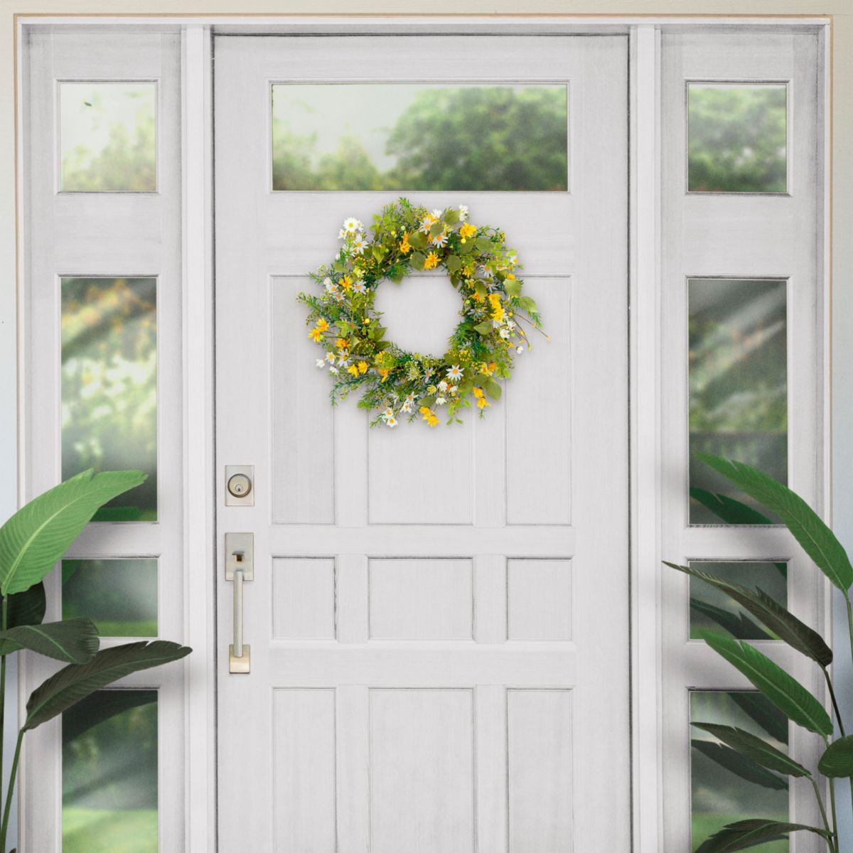 Artificial Daisy Floral Spring Door Wreath