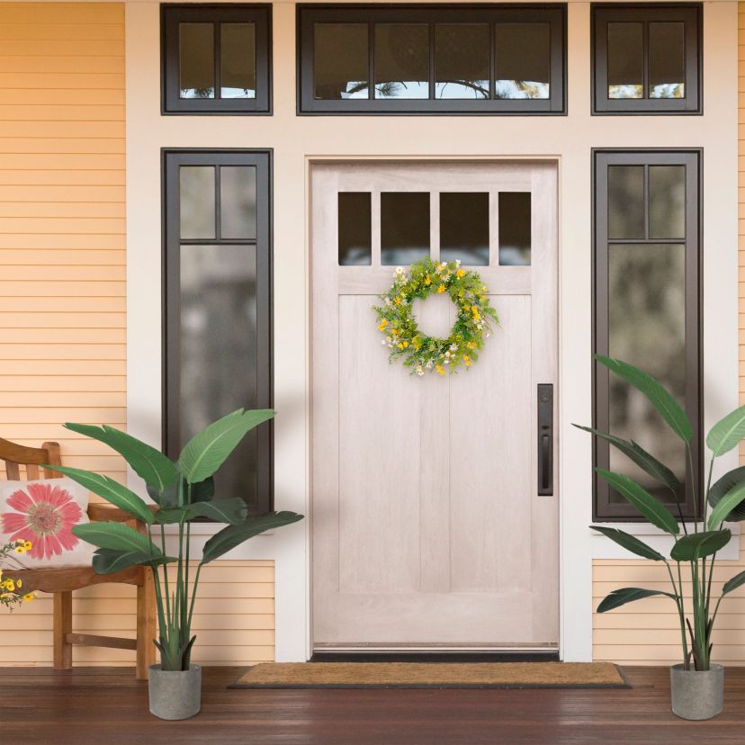 Artificial Daisy Floral Spring Door Wreath