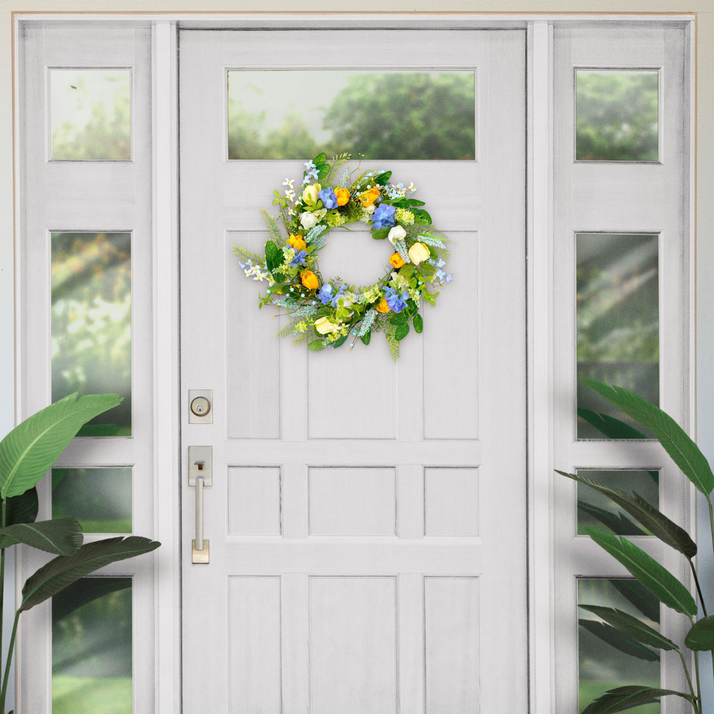 Artificial Daisy Floral Spring Door Wreath