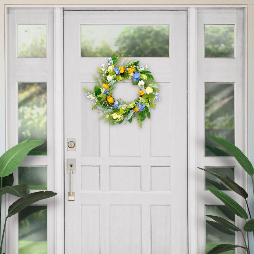 Artificial Daisy Floral Spring Door Wreath