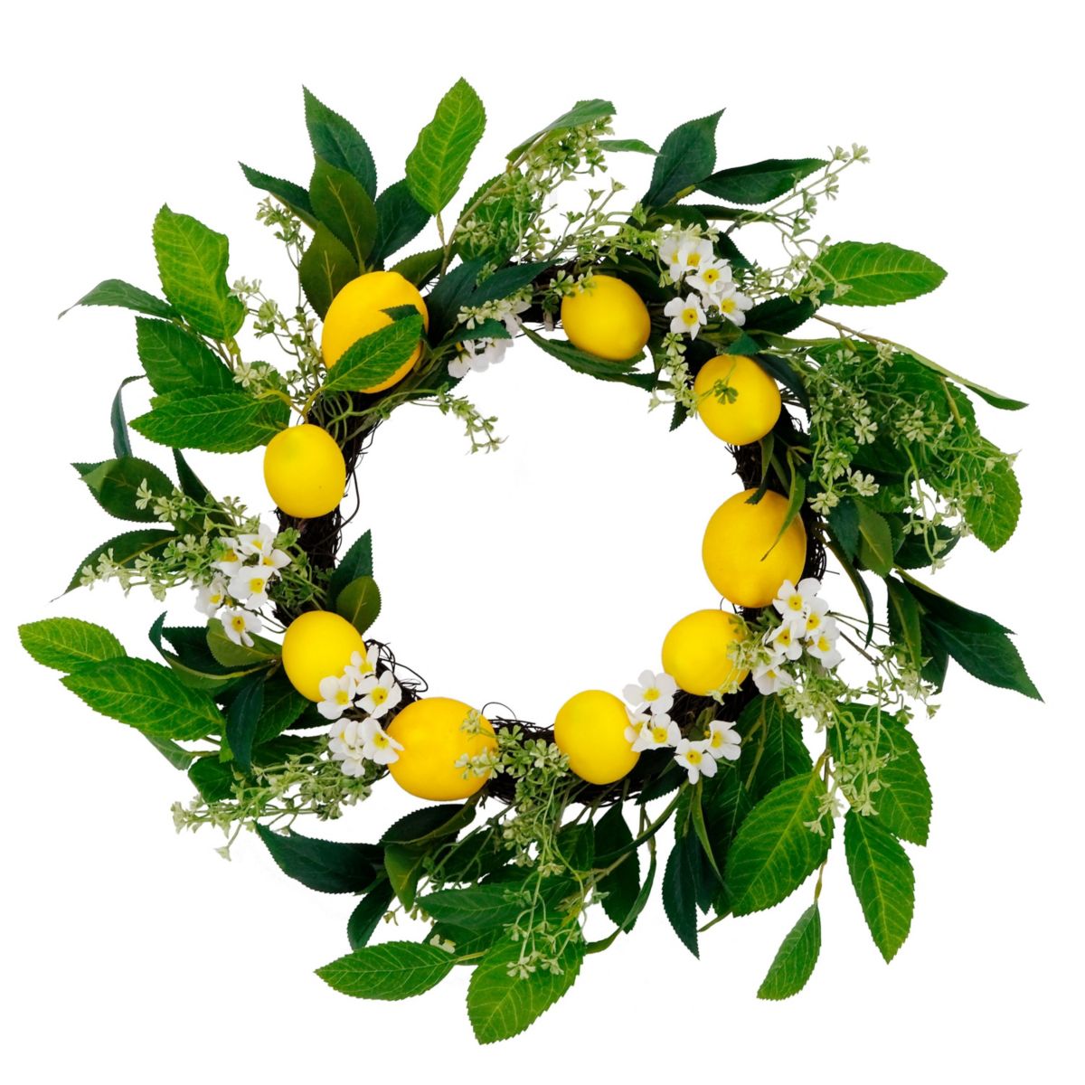 Artificial Daisy Floral Spring Door Wreath with Lemons