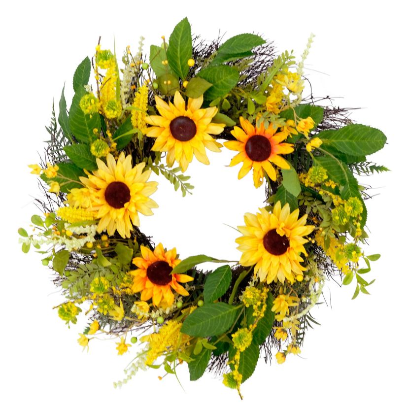 Artificial Sunflower Floral Spring Door Wreath