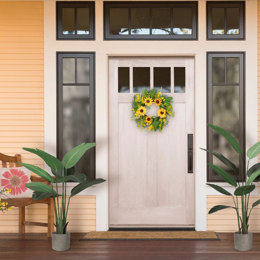 Artificial Sunflower Floral Spring Door Wreath