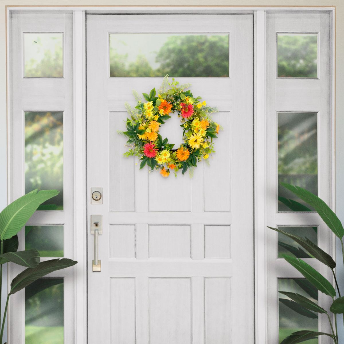 Artificial Chrysanthemum Floral Spring Door Wreath