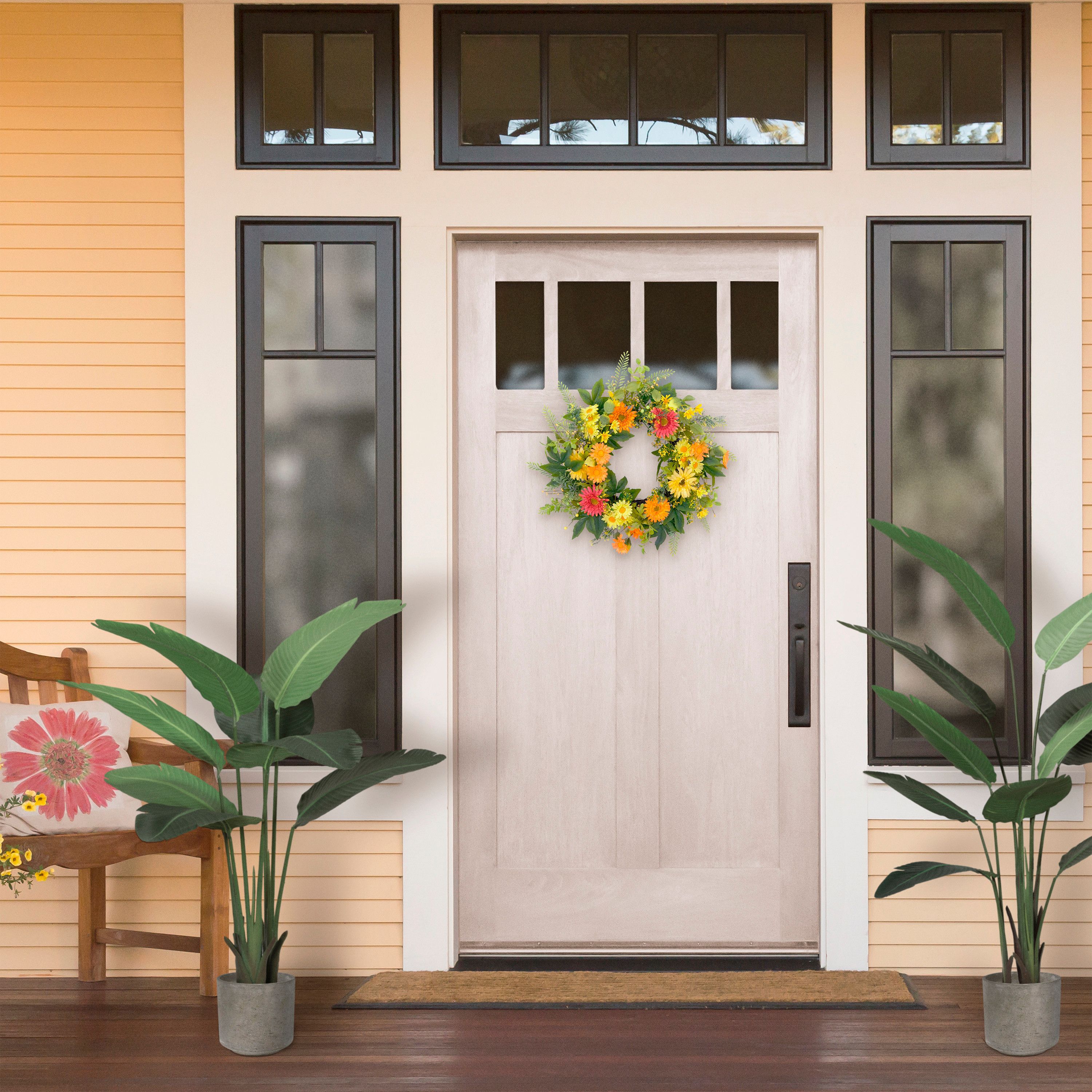 Artificial Chrysanthemum Floral Spring Door Wreath