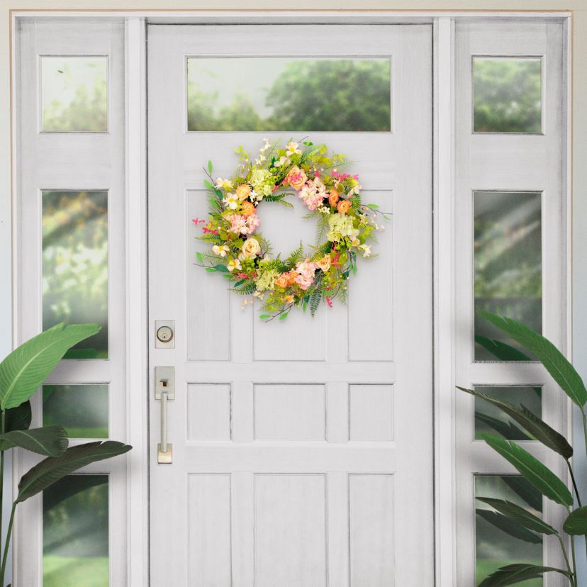 Artificial Rose Floral Spring Bouquet Door Wreath