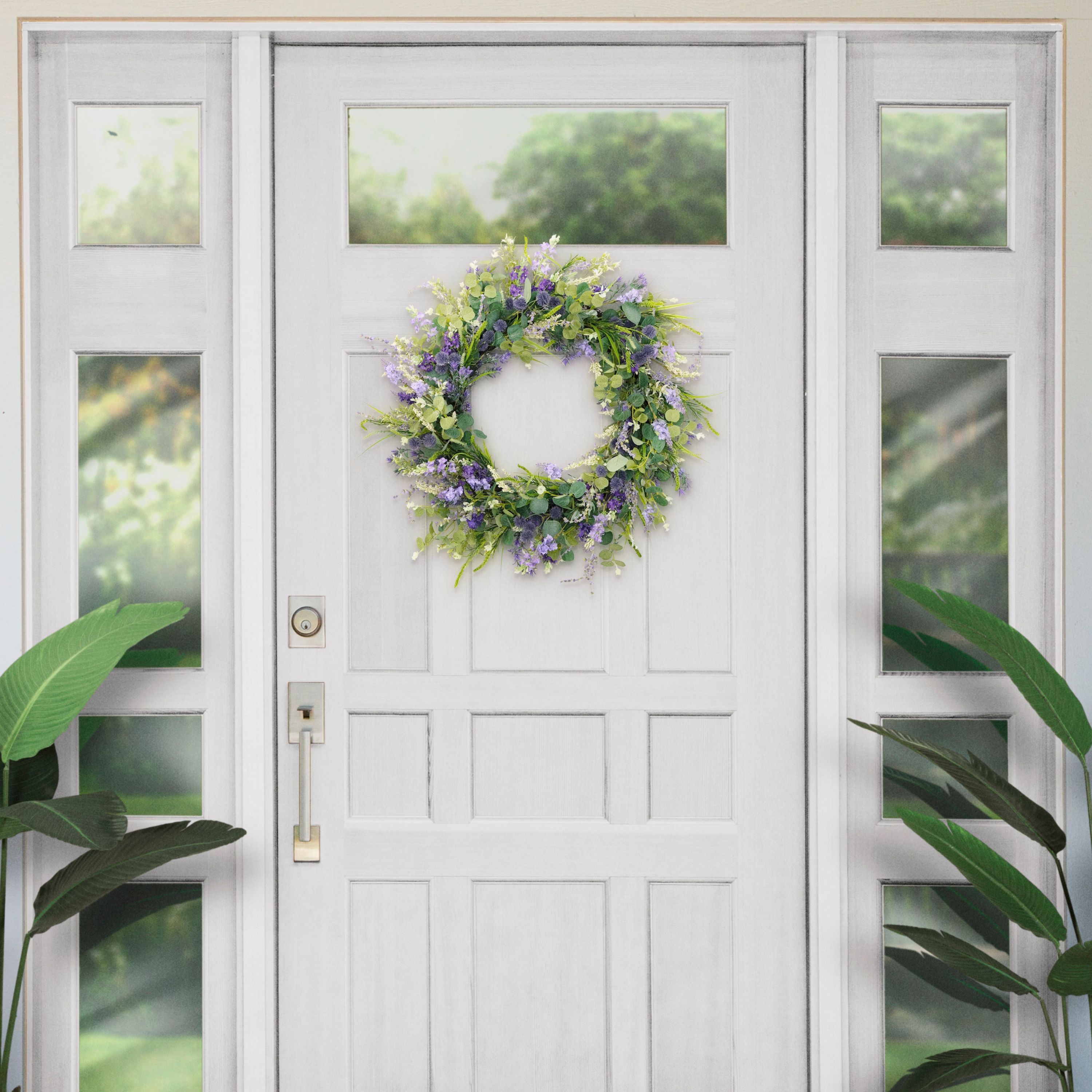 Artificial Eucalyptus Floral Spring Door Wreath