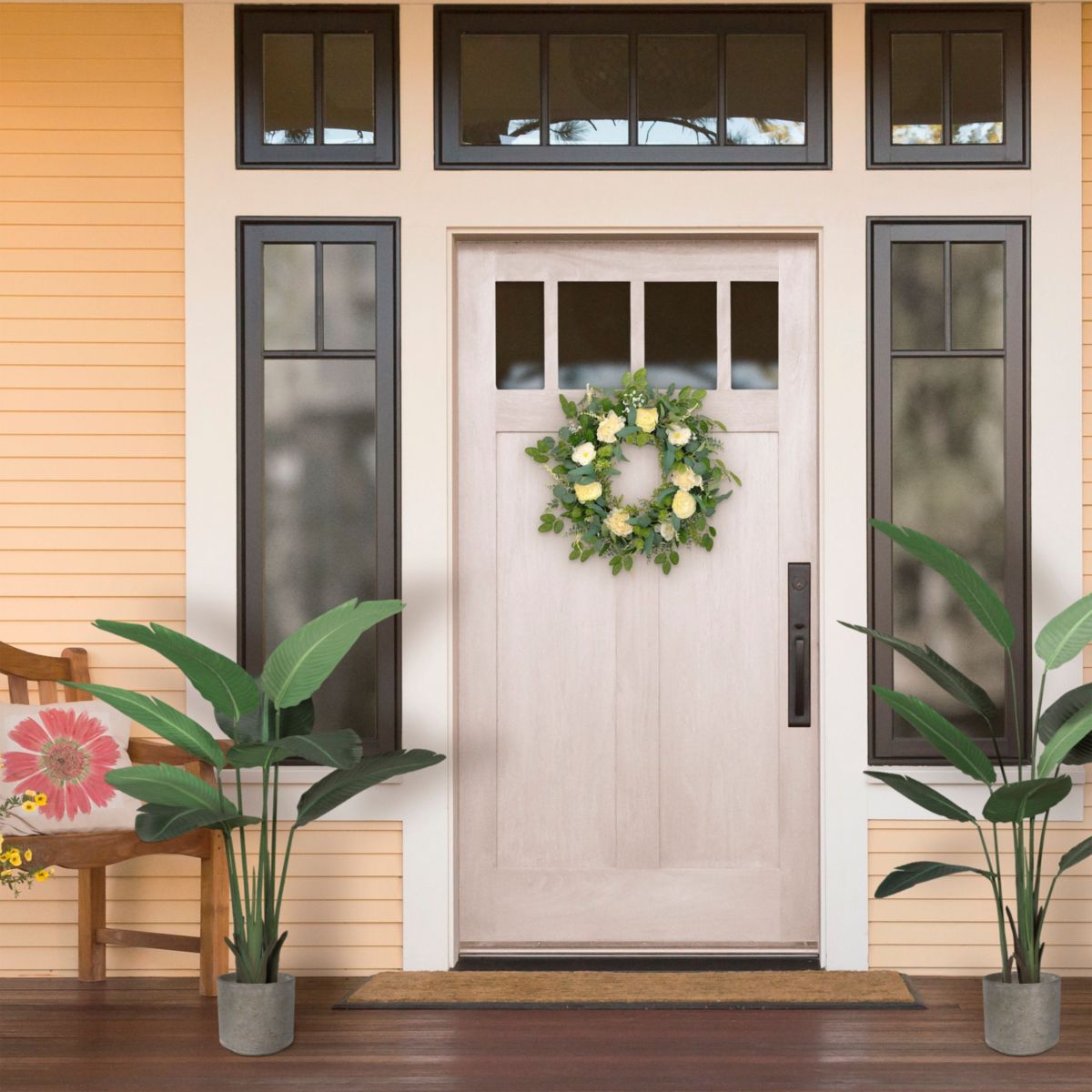 Artificial Eucalyptus Floral Spring Door Wreath