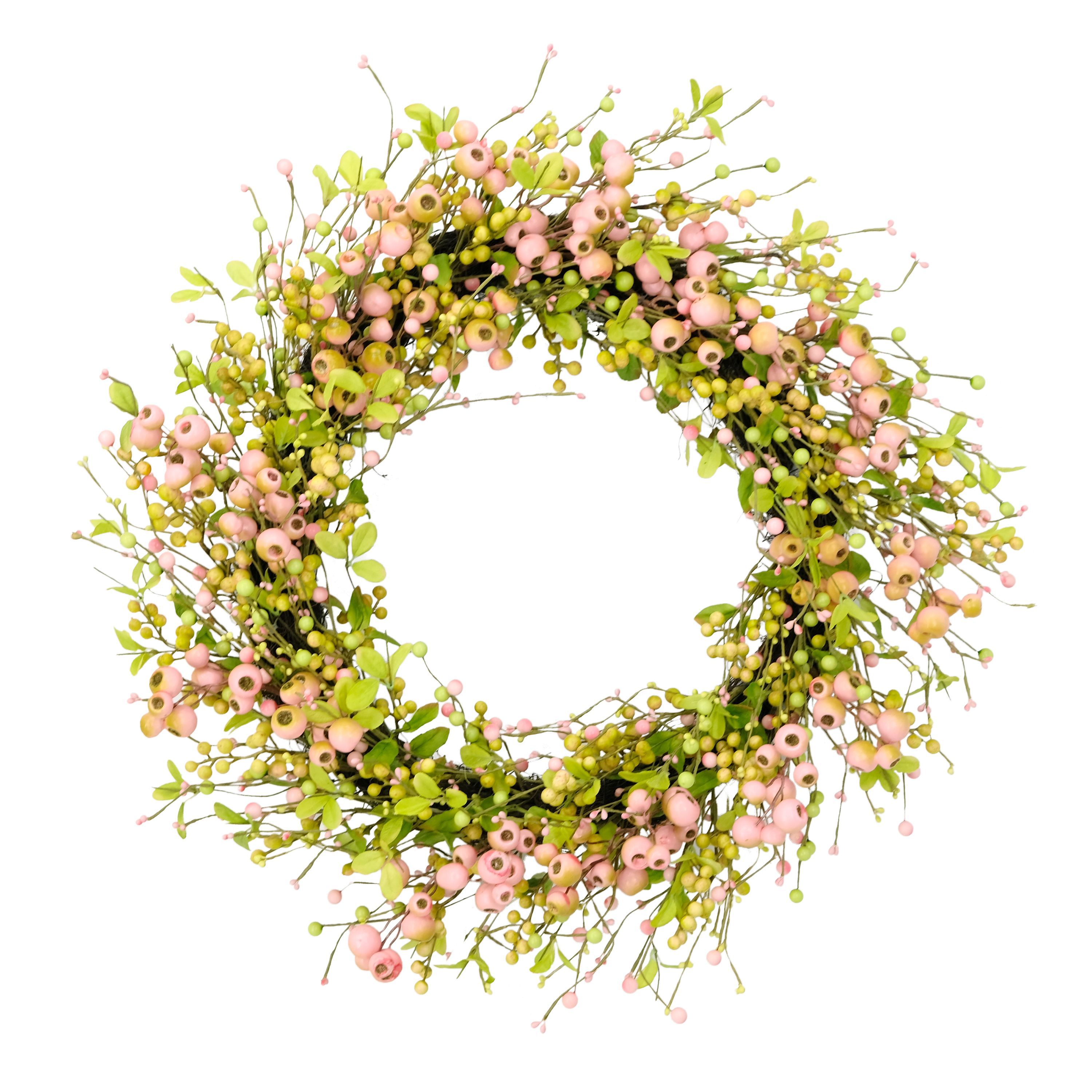 Artificial Blossoming Poppy Floral Spring Door Wreath