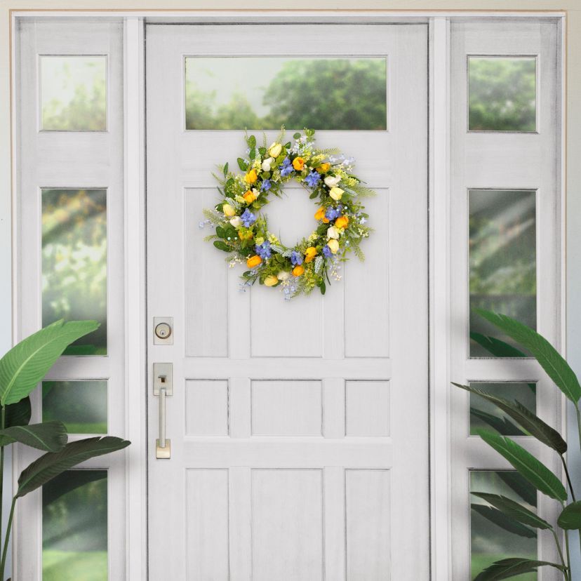 Artificial Tulip Floral Spring Door Wreath