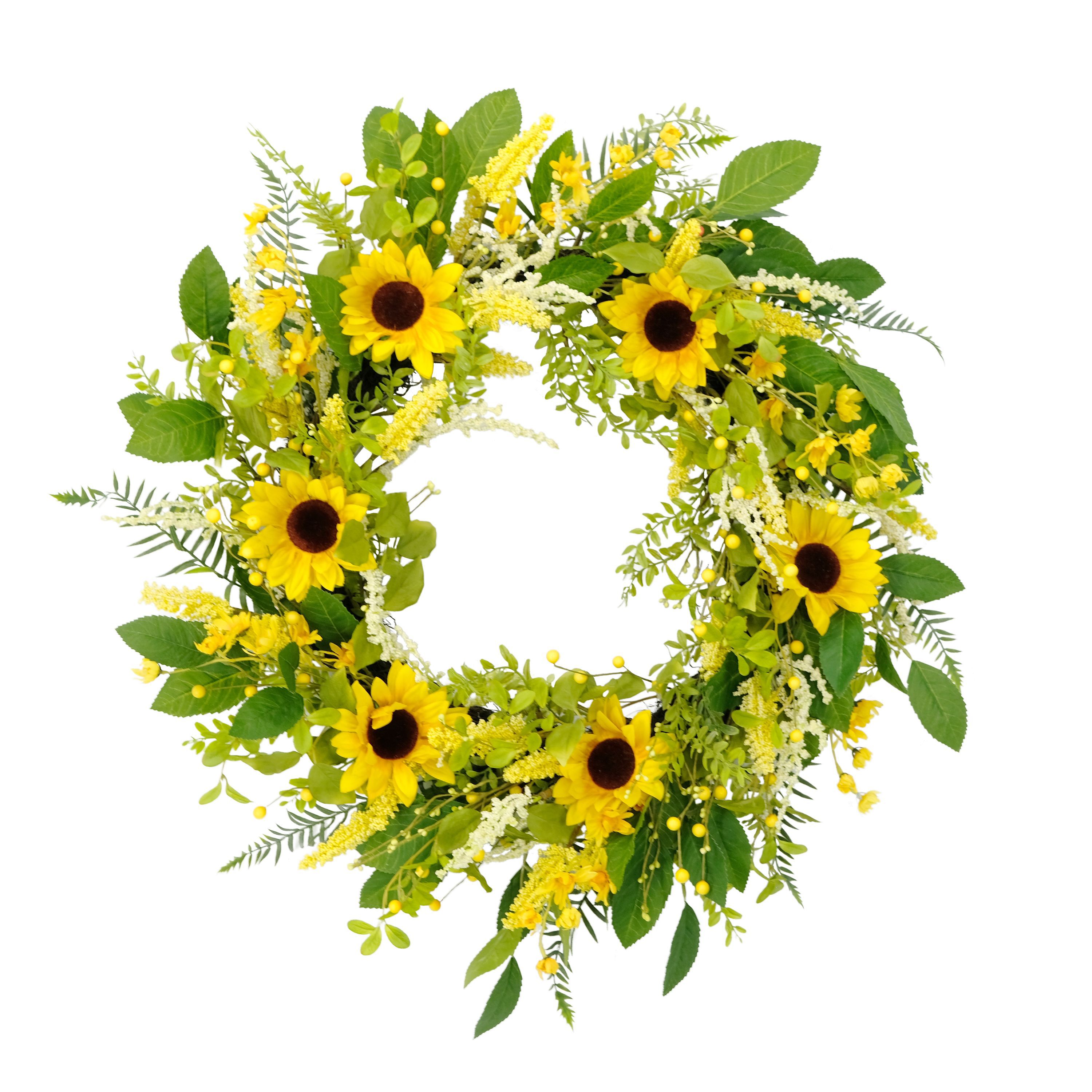 Artificial Sunflower Floral Spring Door Wreath