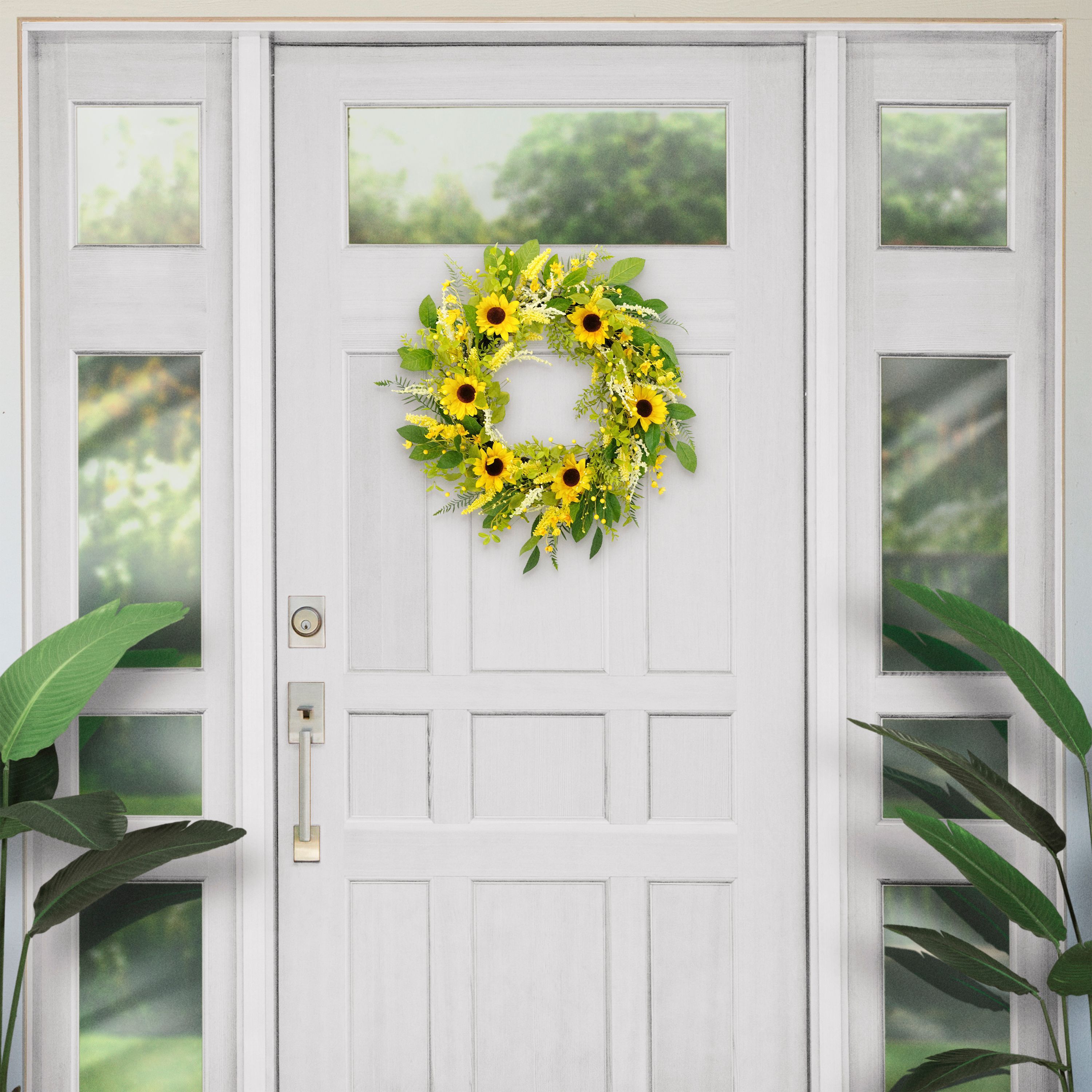 Artificial Sunflower Floral Spring Door Wreath