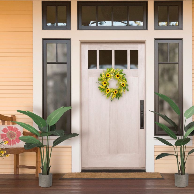 Artificial Sunflower Floral Spring Door Wreath