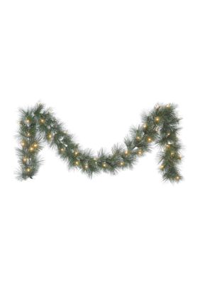 Puleo International 9 ft x 10 Pre-Lit Battery-Operated Glittery Garland