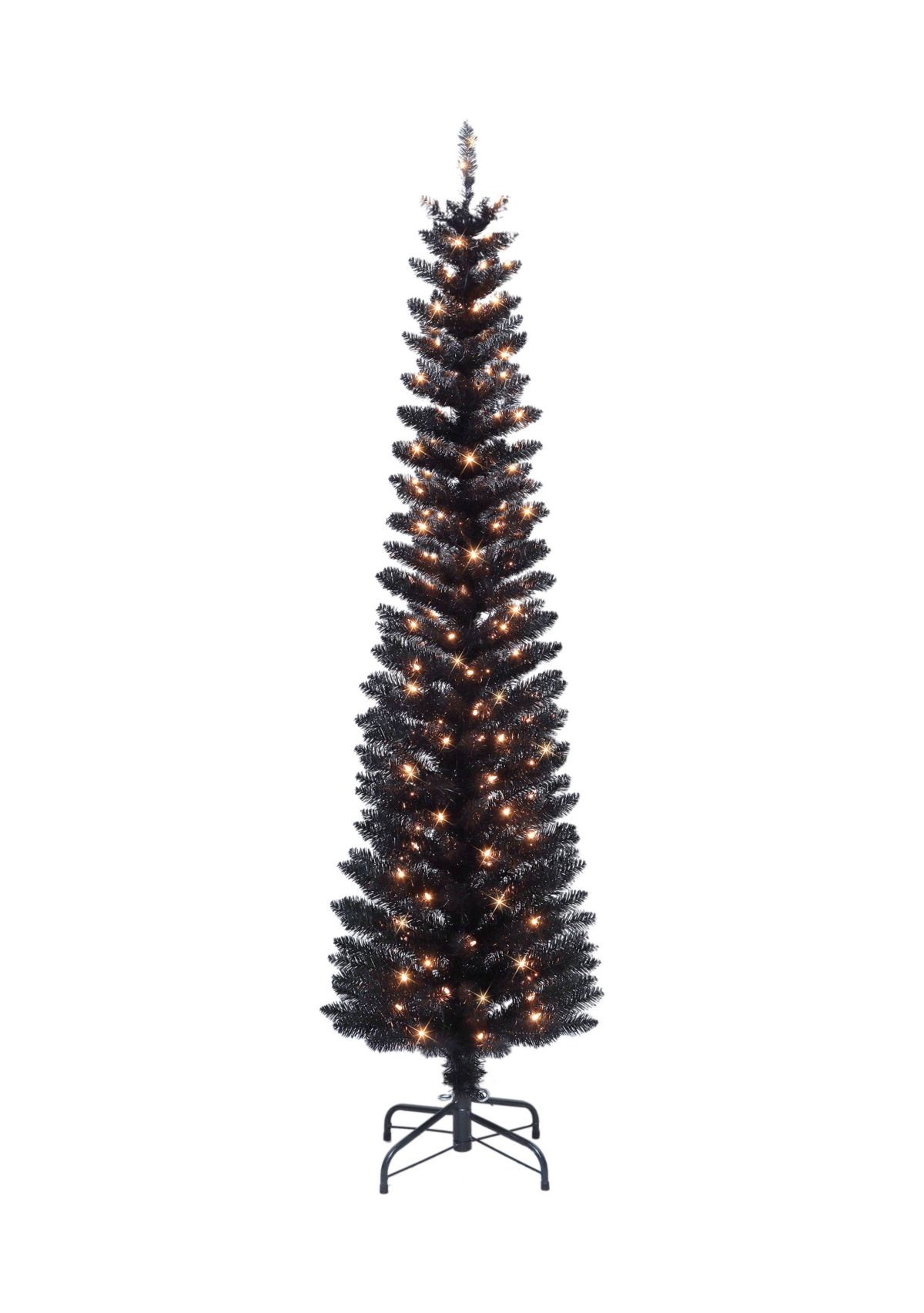 6-foot Pre-Lit Black Tinsel Artifical Tree 250 Tips 100 Clear Lights