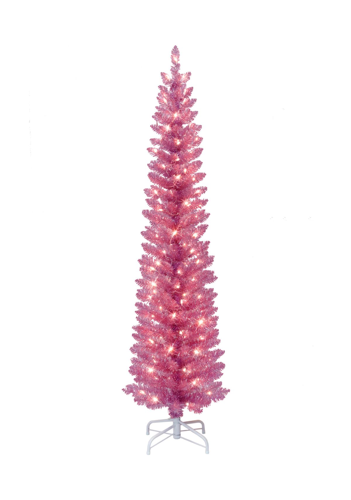 7-foot Pre-Lit Pink Tinsel Artificial Tree 316 Tips 150 Clear Lights